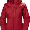 Helly Hansen Women's Crew Hooded Midlayer Fleece Lined Waterproof Rain Jacket, 162 Red, Medium