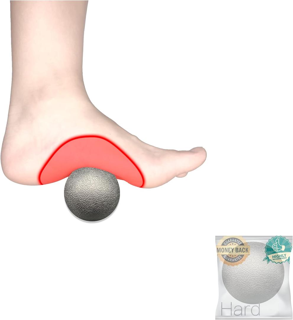 Plantar Fasciitis Relief Massage Ball Lacrosse Ball, Foot Massage Roller & Myofascial Release Ball for Foot Pain, Trigger Point Therapy, Hard Ball for Deep Tissue & Fascia Massage