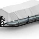 ADODIECA Pontoon Boat Cover 19-21ft, 1200D PU Heavy Duty Marine Grade Pontoon Cover with Motor Cover, Waterproof UV Resistant Oxford Polyester Canvas Cover for Pontoon Boat 19-21 ft, Grey