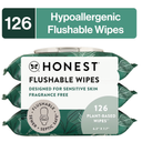 The Honest Company Flushable Wipes, Plant-Based, 126 Count, Tropical Leaves