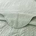 100% Cotton Quilt California King Size-Sage Green Bedspread 114"x102"-Coin Pattern Bedding Set 3 Pieces-Pre-Washed Lightweight Microfiber Coverlet-Suitable for Bed,Couch,Quilt Blanket All Seasons