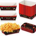 Tegeme 30 Pieces Medium Movie Night Snack Trays Party Supplies Red Nacho Paper Food Trays Movie Theme Decoration Popcorn Paperboard Holder for Theater Birthday Party Favors