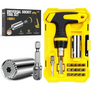 HANPURE Stocking Stuffers for Men & Women - Cool Stuff Magnetic Ratchet Screwdriver Set with Power Drill Adapter - Super Universal Socket Grip Gadgets for Him & Her