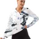 FKEEP Women's Polo Shirts Long Sleeve UPF 50+ Sun Protection Tennis Golf Workout Tops Sport Zipper V Neck (XS)