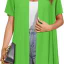 Women's Lightweight Short Sleeve Open Front Cardigans Casual Soft Drape Spring Summer Fall Cardigan S-3XL (B09-green)