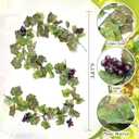 Artificial Grape Leaf Garland Vine Plant for Decoration Fake Greenery Garlands Hanging Leaves with Grapes for Wine Italian Themed Party Decor Wedding Photo Stage Favors(6.5 ft,Light Green)