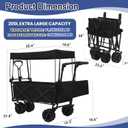 200L Collapsible Wagon Cart with Canopy, Heavy Duty Folding Tools Utility Cart with Wheels for Outdoor Camping, Black