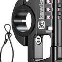 Kewig Aluminum Alloy Anti-Theft Motorcycle Bike Helmet Lock | CNC Machining, with 3 Digit Combination Lock, for 0.875"/1"/1.125" Diameter Handlebar Round Rail, for Bicycle Scooter E-bike