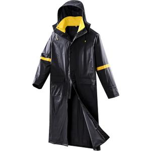 EI Sonador Classic Long Rain Coats for Men, Hooded Raincoats Rainwear for Waterproof Work, Breathable, Rain Jacket Poncho (Large, Black & Yellow)