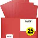 SUNEE Folders with Pockets (25 Pack, Red), 2 Pocket Folders Fit Letter Size Paper, Paper File Folder for School Office Home Business