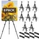 AROIC 8 Pack Painting Display Easel Stand Portable Adjustable Metal Tripod Artist Canvases Height from17to66Inch Extra Sturdy forTable-Top/Floor Painting, Drawingand Displaying,Black with8Storage Bag