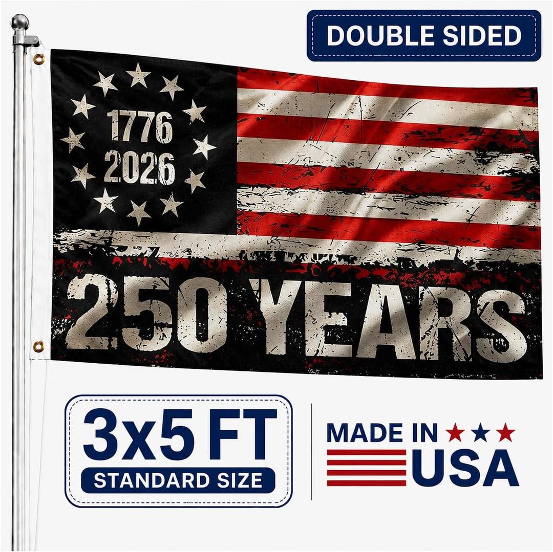 250 Anniversary USA Flag 3x5 - Double Sided 3-Ply 250 year american anniversary flag Heavy Duty - UV Protection & Fade Resistant & 3 Brass Grommets - 250 Years Of Freedom