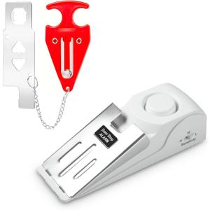 Portable Door Stop Alarm and Traveling Hotel Door Lock, No Installation Required, Provides Double Security for Home, Hotel and Traveling (1 Door Lock + 1 Door Stop)