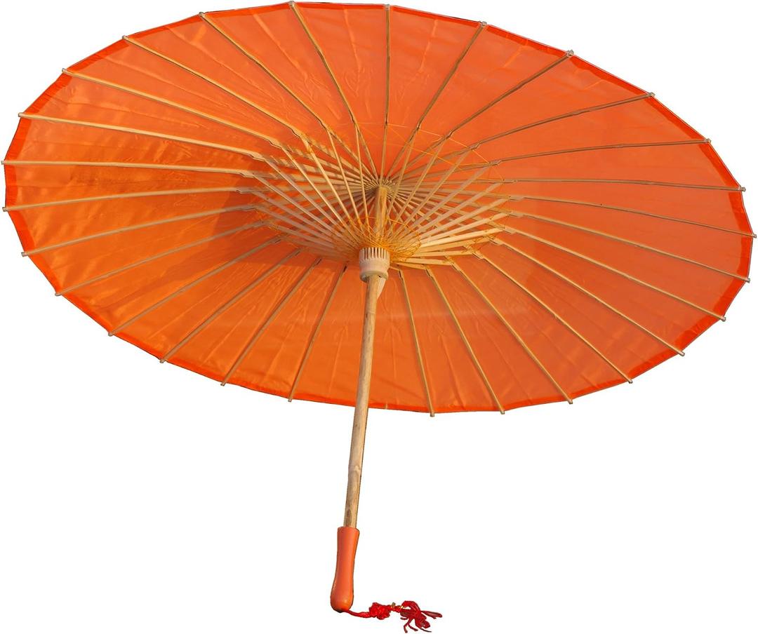 Plain Bamboo Parasol Umbrella for Weddings, 33 Inch Diameter, Sun Protection, DIY Decor, Photo Props(Orange), Diameter: 33 inches, Length: 23 inches