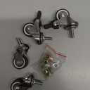 1 Inch Mini M6 x 15mm Swivel Caster Wheels Set of 4(2 with Brakes & 2 Without), Small Tiny Shopping Cart Wheel Rubber TPE Perfect Caster Set for Small Furniture and Equipment