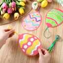 Ctosree 24 Sets Easter Egg Crafts Kit DIY Tissue Paper Crafts Make Your Own Easter Egg Hanging Ornaments for Home Game Activities Art Project Decoration