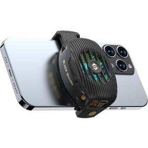Black Shark Phone Cooler for Gaming FunCooler 4, Wired Mobile Phone Cooling Fan Lightweight Quiet with RGB Light, Cellphone Radiator for 2.67-3.45 inches iPhone/Android, Retaining Bolt