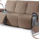 TAOCOCO 100% Waterproof Recliner Couch Covers, Recliner Sofa Covers with Leg Straps, 1-Piece Washable Reclining Sofa Cover with Pocket Couch Protector for Pets Kids(3 Seater, Khaki)