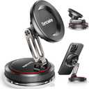 SYNCWIRE for MagSafe Car Mount [2-Axis Design] Nano Adhesive Gel + Suction Cup Magnetic Phone Holder for Dashboard & Windshield, 360 Adjustable for iPhone 17 16 15 14 13 12 11, Samsung, Matte Black