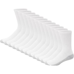 Hanes Men's Double Tough Crew Socks, 12-Pair Pack (White/ Grey Foot Bottom - 12 Pack)