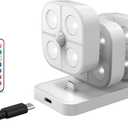 3 Pcs Wireless Step Light Rechargeable Puck Light with Charging Station, RGB Motion Sensor Disc Lights, LED Wardrobe Lights, for Cabinets, Wardrobes, Stairs, Bedside Ambient