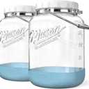 1 Pack 1.5 Gallon Glass Jar With Airtight Lid, Large Mason Jars Wide Mouth with Scale Marks, Big Glass Storage Containers with Heavy-duty Handles & Non-slip Bases - for Flour, Pickling (192Oz)