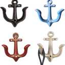 lemonadeus Cast Iron Nautical Anchor Wall Hooks Coat Hooks Rack,Coastal Decorative Wall Mounted Antique Chic Metal Keys Towel Coat Hooks Hanger (4 PCS)