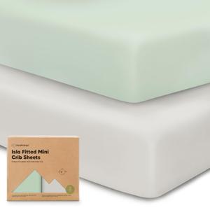 Pack and Play Sheets Fitted - 2-Pack Mini Crib Sheets for Pack N Play Mattress 38x26, Soft & Cozy, Neutral Toddler Playard Bedding, Snug Fitted Mini Baby Crib Mattress Cover Boy, Girl