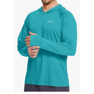 baleaf Men's Sun Protection Hoodie Shirt UPF 50+ Long Sleeve UV SPF T-Shirts Rash Guard Fishing Swimming Lightweight, Medium