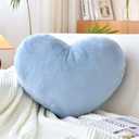 XVTRU Dusty Blue Heart Pillows, Cute Heart Decorative Pillow, Heart Shaped Throw Pillows for Bed, Faux Rabbit Fur Plush Hoom Decor Pillow Cushion for Chair Sofa Living Room (Large-19.6"x15.7")