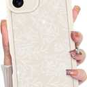 MZELQ for iPhone 16 Case, Silicone Floral Flower Cute Pattern, Camera Protection Soft Slim Shockproof for Girls Women -White