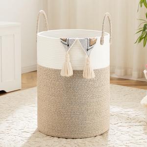 Artfeel Laundry Basket, Woven Cotton Rope Laundry Hamper, 60L for Decor Storage of Dirty Clothes, Toys and Blankets in Bathroom, Bedroom and Living Room