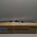 KTKDE 7.5ft Black Christmas Tree Artificial Halloween Tree Decorations with 1,450 Tips-1pcs Treetop Star 3 Set 300 Led String Lights, Pencil Christmas Tree Indoor Holiday Party Decorations