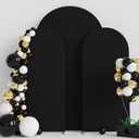 Wokceer Wedding Arch Cover 7.2FT, 6FT, 6FT Spandex Set of 3 Wedding Arch Stand Covers Round Top Chiara Backdrop Stands Cover for Birthday Party Ceremony Banquet Decor Black