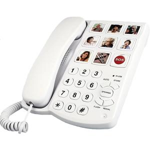 Big Button Phone for Seniors, 9 Pictured Big Buttons,Extra Loud Ringer,Wired Simple Basic Landline Telephone for Visually Impaired Old People with Large Easy Buttons, Emergency House Phones