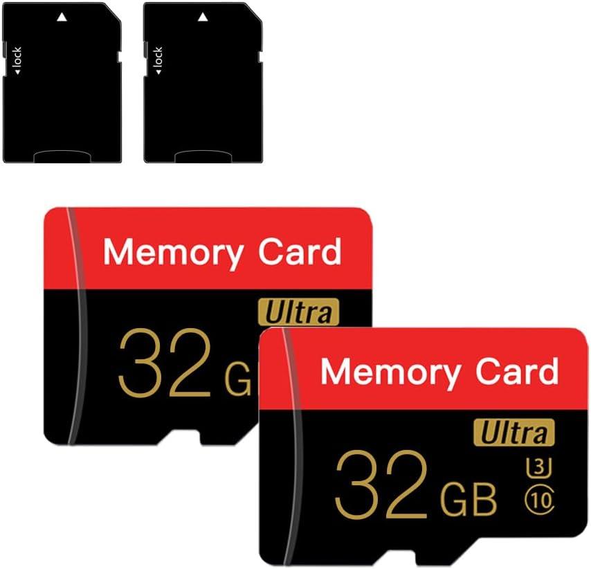 2 Pack Micro SD Card 32GB with SD Adapter High Speed Memory Card for Tablet,Camera,Drone(Red Black 32GB)