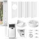 Portable AC Window Seal Kit (No Hose) with Rain Cover - 4 Adjustable Panels 17" to 61", Fits LG Whynter Haier 99% Portable Air Conditioners, Airtight Sliding Window Vent Seal, Replacement Window Kit