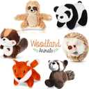 Threan 6 Pcs Woodland Stuffed Animal 4 Inch Small Plush Toy Jungle Forest Safari Stuffed Animals Set, Panda, Raccoon, Sloth, Big Tail Squirrel, Fox, Hedgehog for Kids Student Award