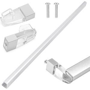 Glass Shower Door Towel Bar 25" Bright Chrome Compatible with Alumax Basco Sliding Shower Door Handle Replacement with Silver Transparent Brackets,Fits Framed Shower/Tub Enclosure Doors Up to 26" Wide