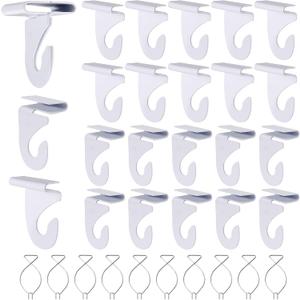 20 Drop Ceiling Hooks for Classrooms & Offices, White Heavy Duty Ceiling Hooks for Hanging Plants & Decorations, Metal T-Bar Hooks for Suspended Drop Ceiling Tiles