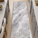 Color&Geometry Kitchen Mats for Floor 24x87 Grey Marble Design
