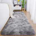 Chicrug Soft Runner Rugs for Bedroom Living Room Plush Fluffy Rug 2x8 Feet, Shag Furry Area Rug Carpet Non Shedding for Nursery Children Kids Girls Room Home Decorative, Grey and White (2x8 Feet, Grey and White)
