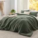 Bedsure Super King Comforter Set, Dark Green Soft Prewashed Bedding for All Seasons, 3 Pieces GentleSoft Bed Set, 1 Lightweight Comforter (120"x120") and 2 Pillowcases (20"x36")