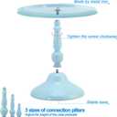 Set of 3 Blue Cake Stands, Metal Round Cake Holder Dessert Pie Pizza Display Stand 8" 10" 12" Serving Tray Decoration for Wedding Celebration Party Birthday Baby Shower