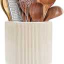 RedCall Kitchen Utensils Holder Large,Ceramic Utensil Organizer for Countertop,Morden Utensil Crock for Spoon Spatula,Home Kitchen Decor (Light Coffee)