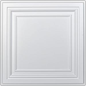 Art3d PVC Ceiling Tiles, 2'x2' Plastic Sheet in Pure White (48-Pack, Multi-Pack), 24"x24"