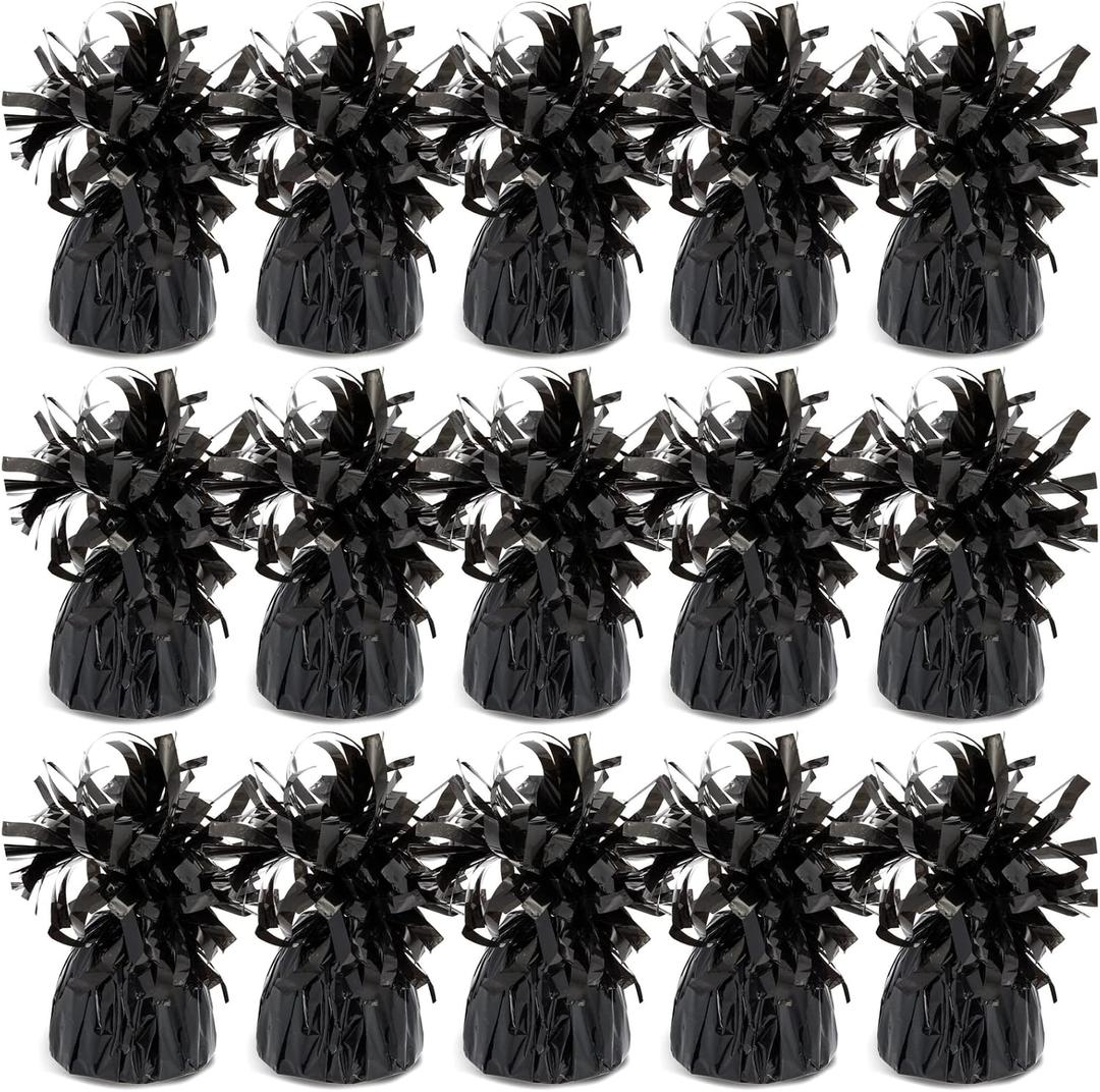 BLUE PANDA Black Balloon Weights - Pack of 15, 6 Oz, 4.5 In - Helium Balloon Weight Bulk for Table Centerpieces & Outdoor Events