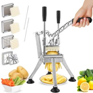 Anatole Commercial French Fry Cutter with 1/4'' 3/8'' 1/2'' 8-Wedges Stainless Steel Blades Vertical Potato Slicer Manual Vegetable Chopper for Onion Carrot Lemon