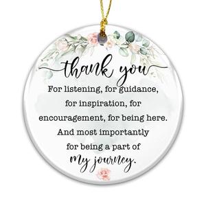 Thank You Gift Ornament 2025 – Teacher Gift Ornament, Appreciation Present for Teacher, Mentor, Friend, or Coworker, Floral Eucalyptus Ceramic Keepsake with Inspirational Quote