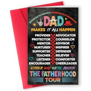 Pack of 3 ICOOLYI Funny Father's Day Card Gifts for Dad or Husband, Fathers Day Card from Daughter, Son, or Kids Wife – Unique Gifts for Dad Who Wants Nothing, Rockin' Dads 'Fatherhood Tour'